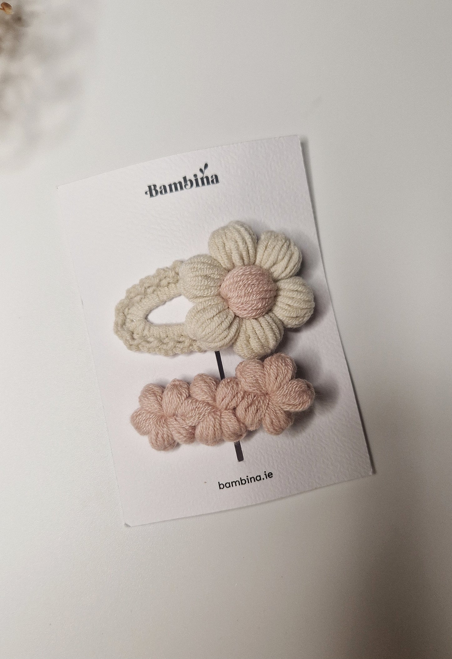 Daisy Crochet Hair Clip set - Soft Pink/Ecru
