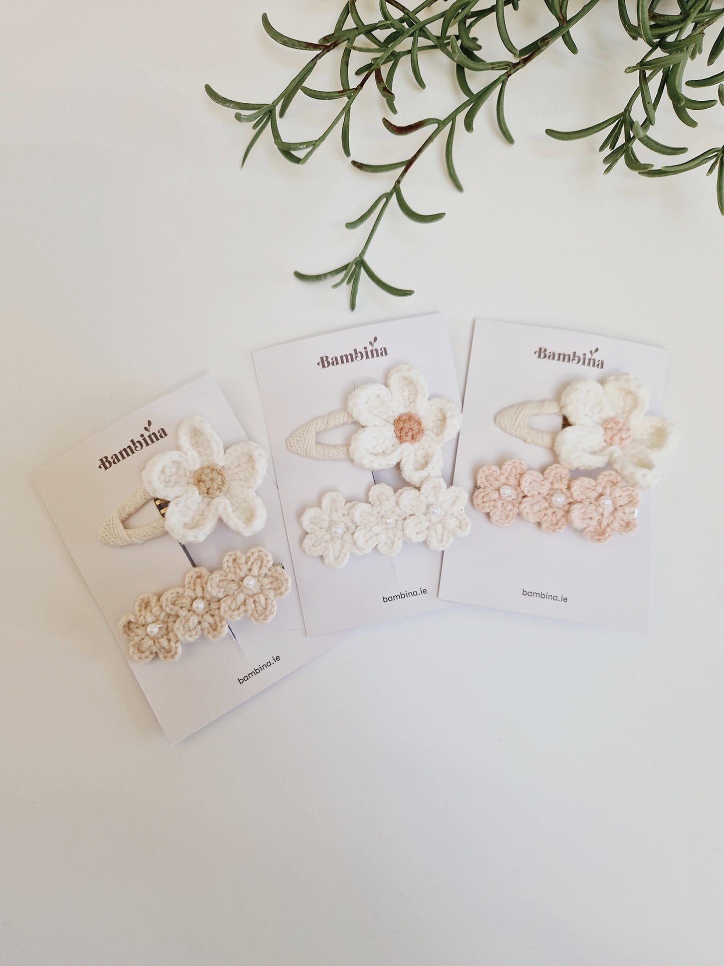 Floral Crochet Hair Clip Set - 2 Pack