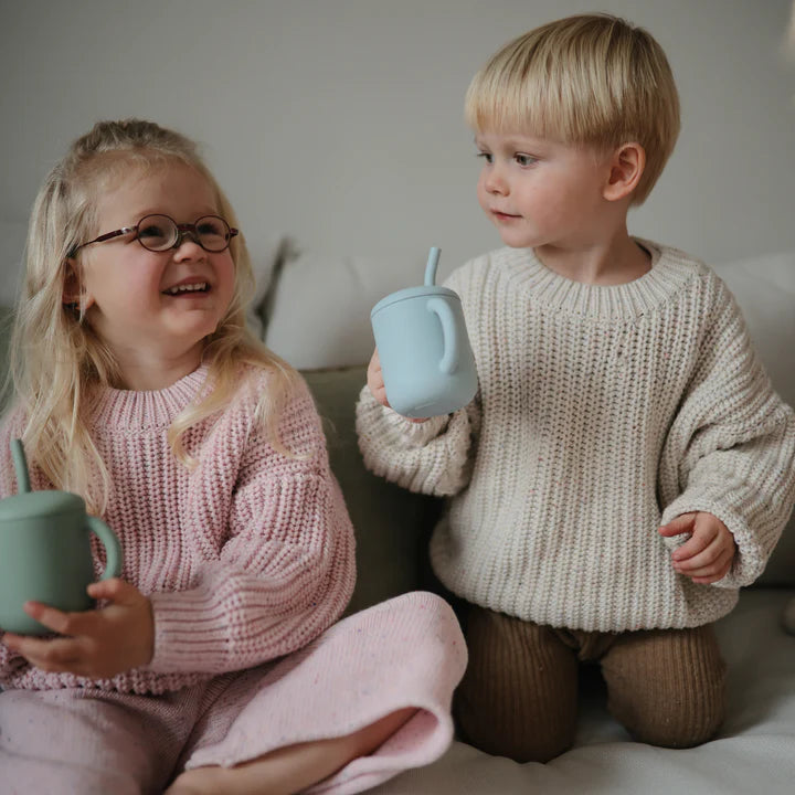 Silicone Training Cup with straw - Soft Lilac