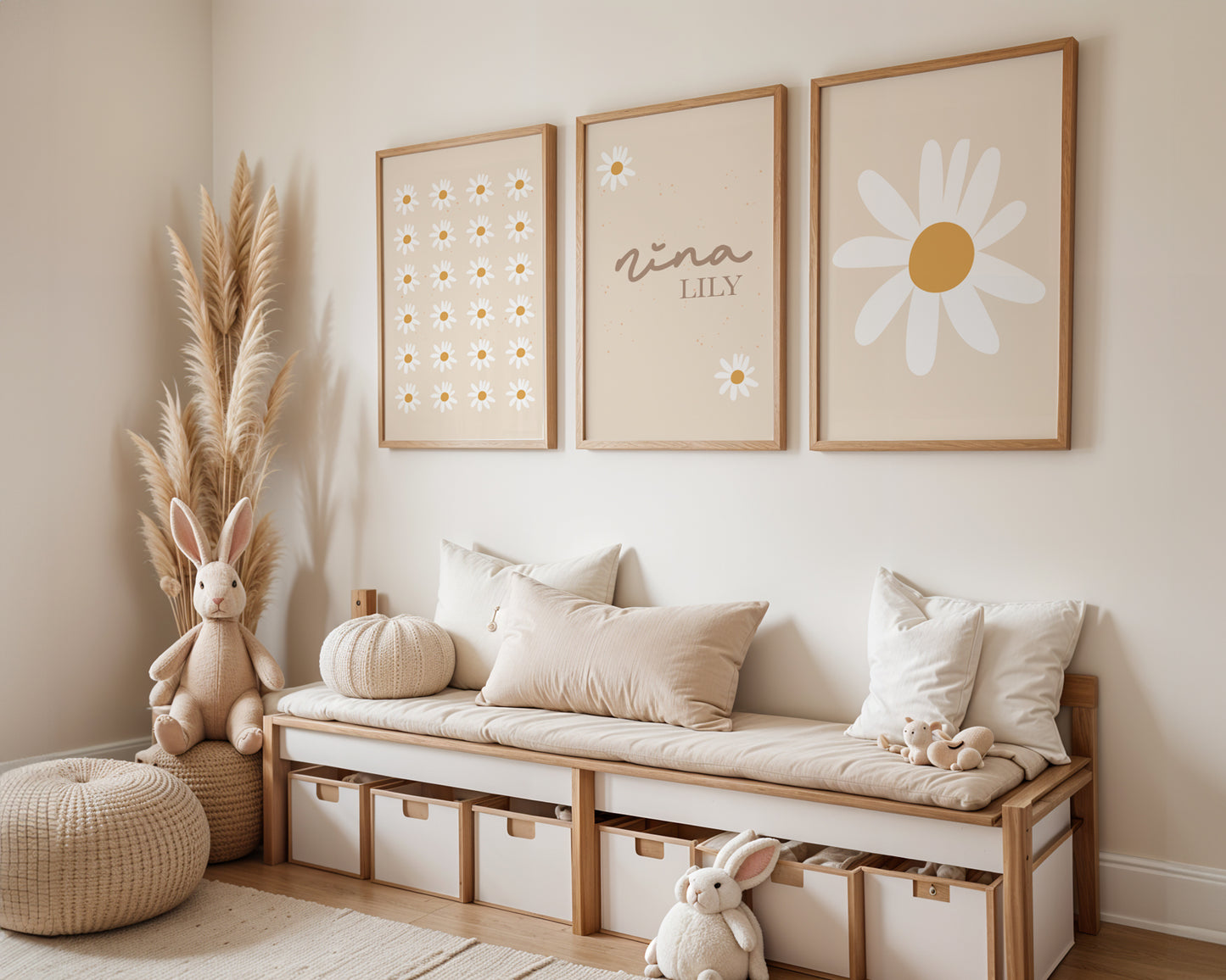 Daisies personalised Name Print - Set of 3