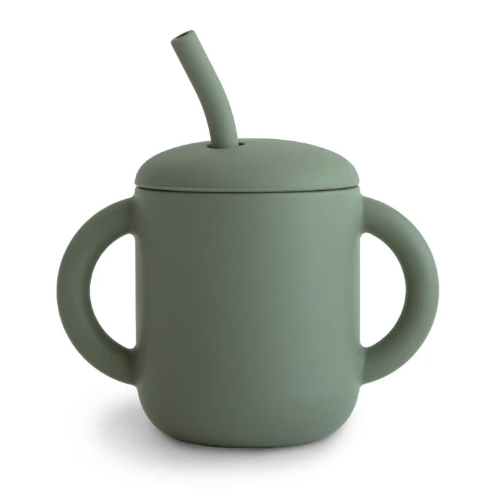 Silicone Training Cup with straw - Dried Thyme