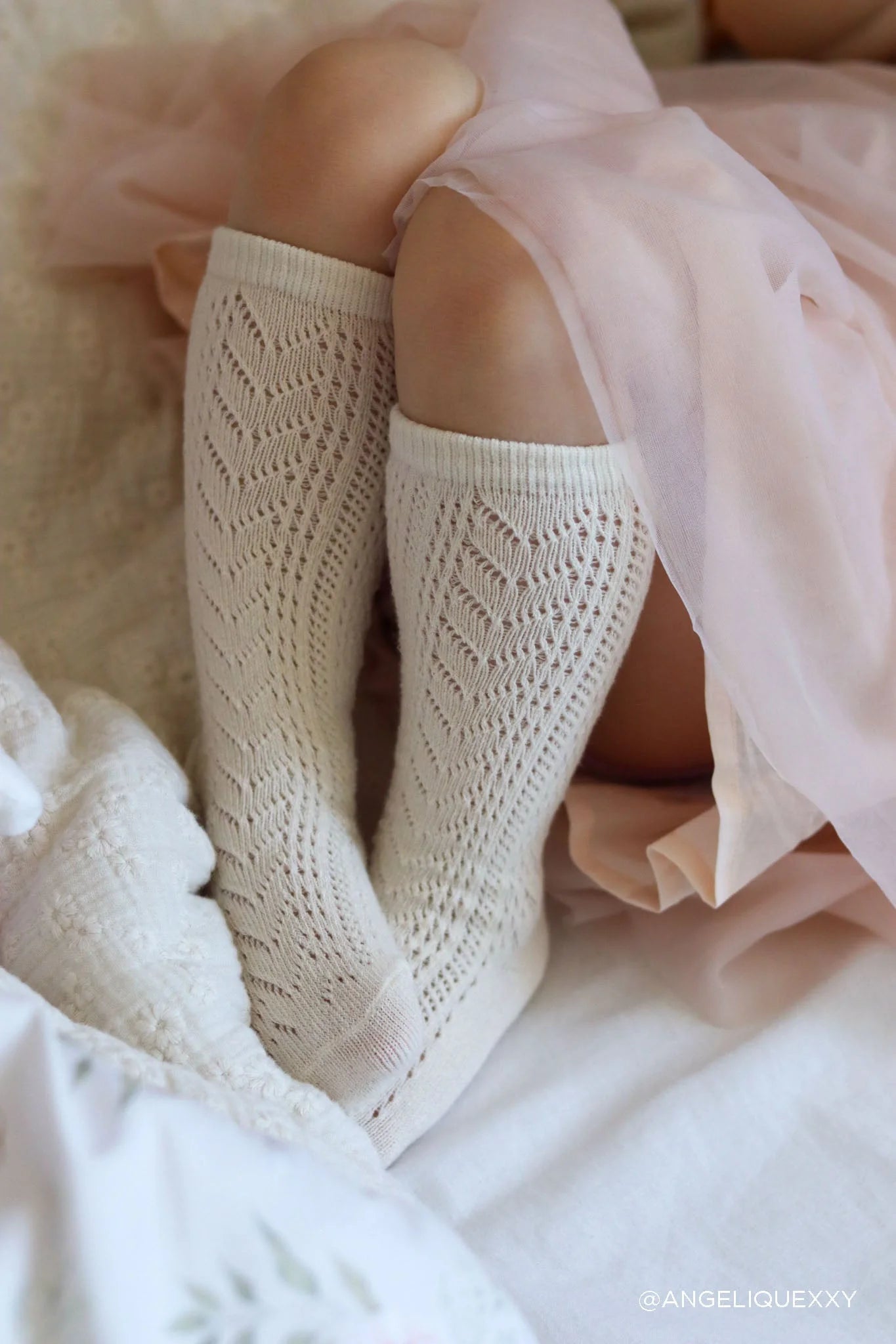 Cable Weave Knee High Sock - Vanilla Bean