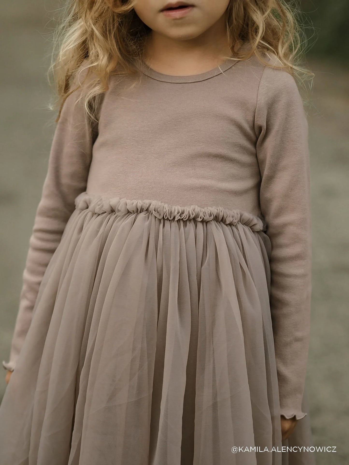 Anna Tulle Dress - Mushroom