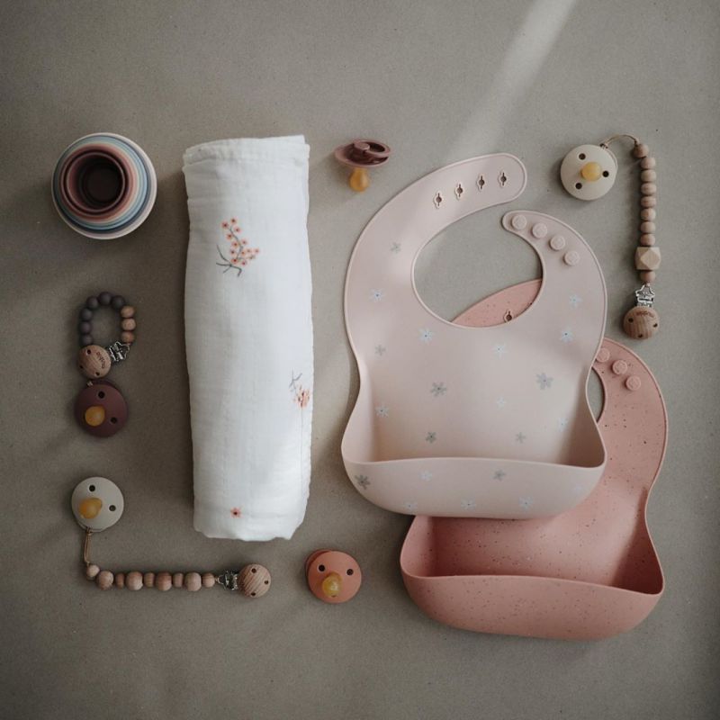 Silicone Baby Bib - Peach Terrazo