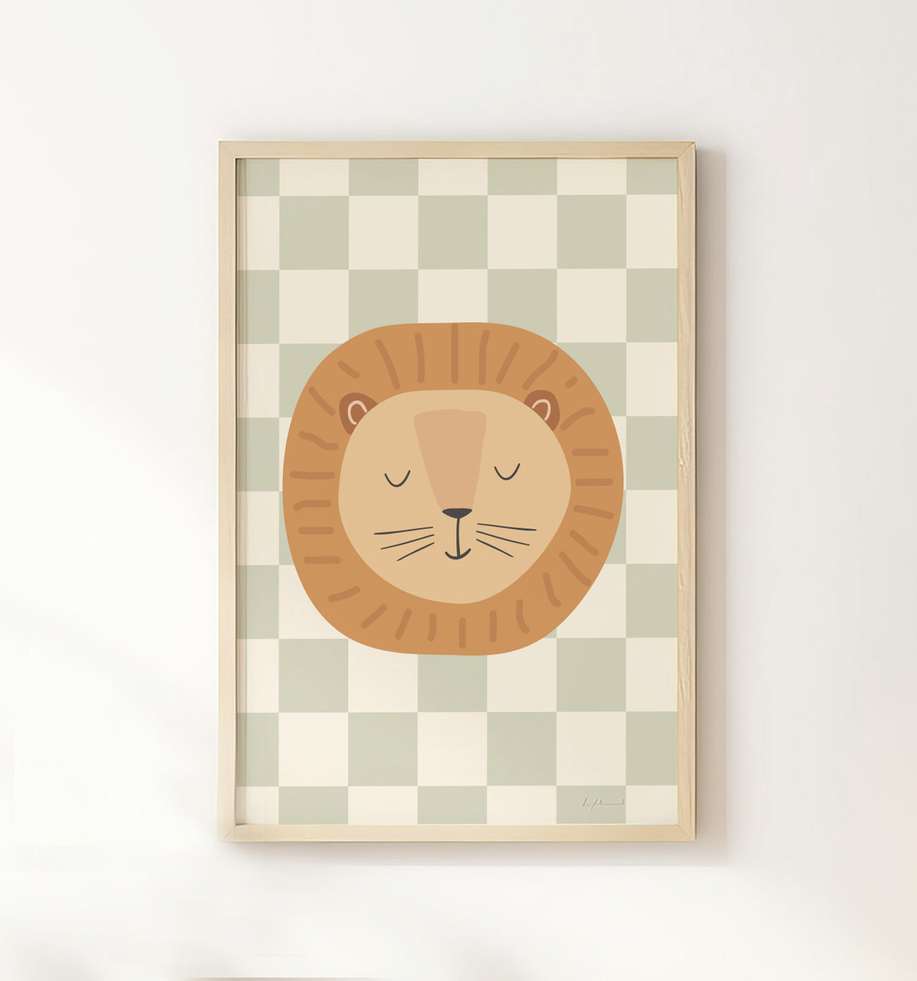 Checkered Lion Print - Green