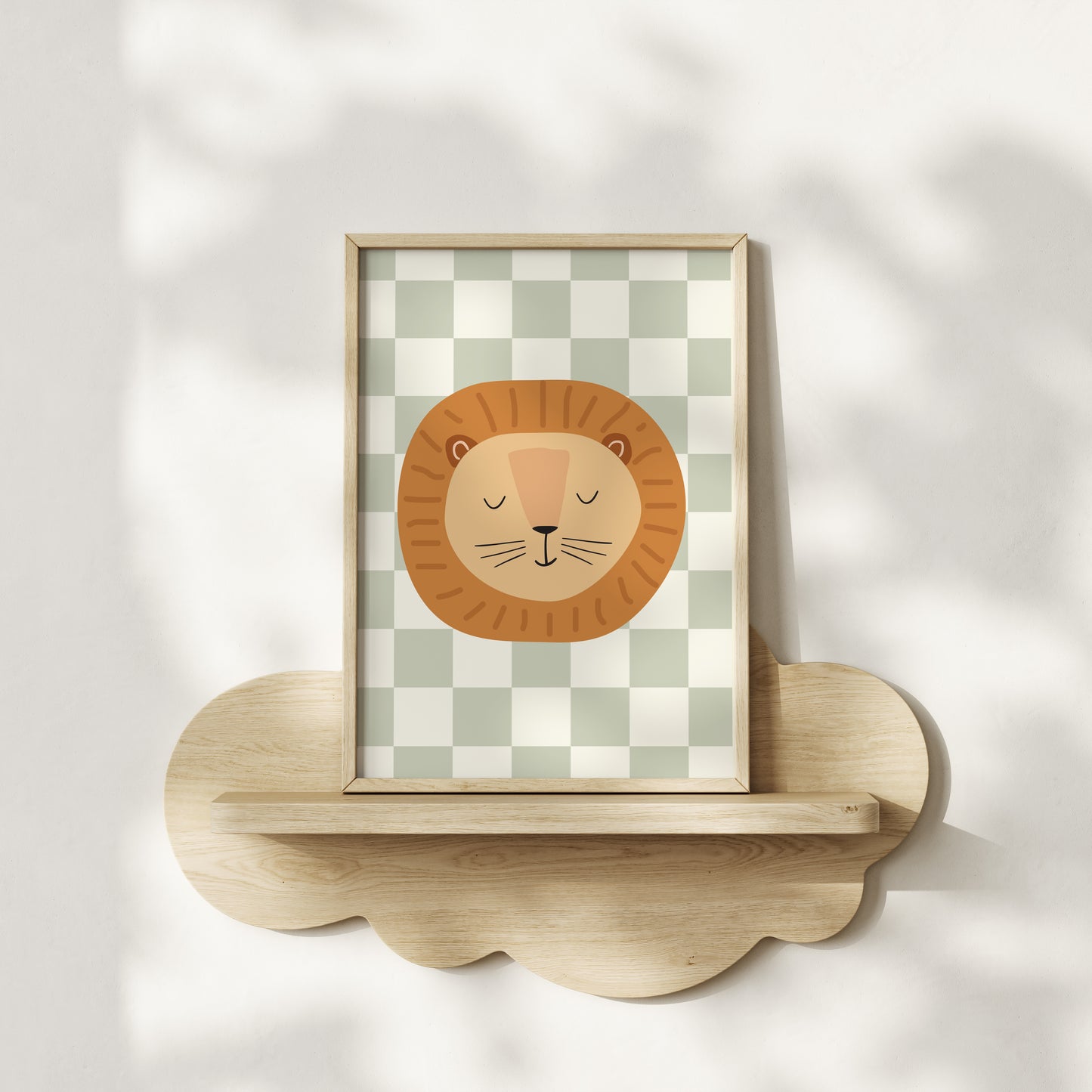 Checkered Lion Print - Green