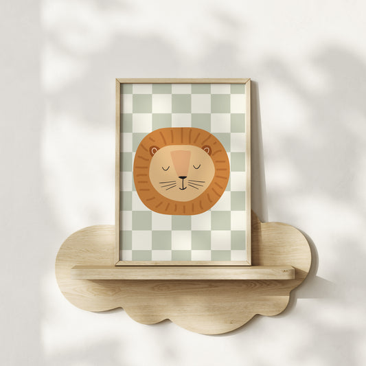 Checkered Lion Print - Green