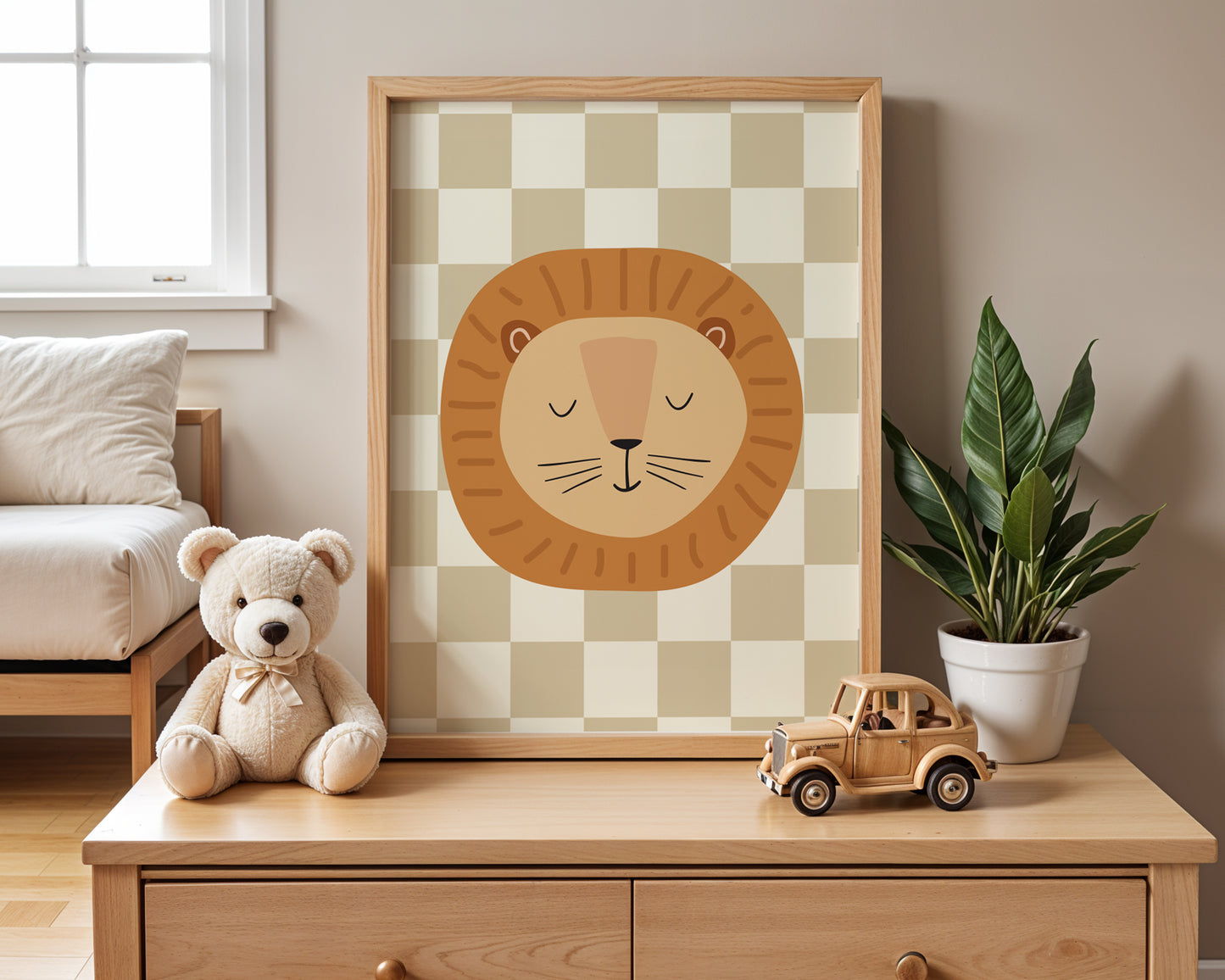 Checkered Lion Print - Topaz