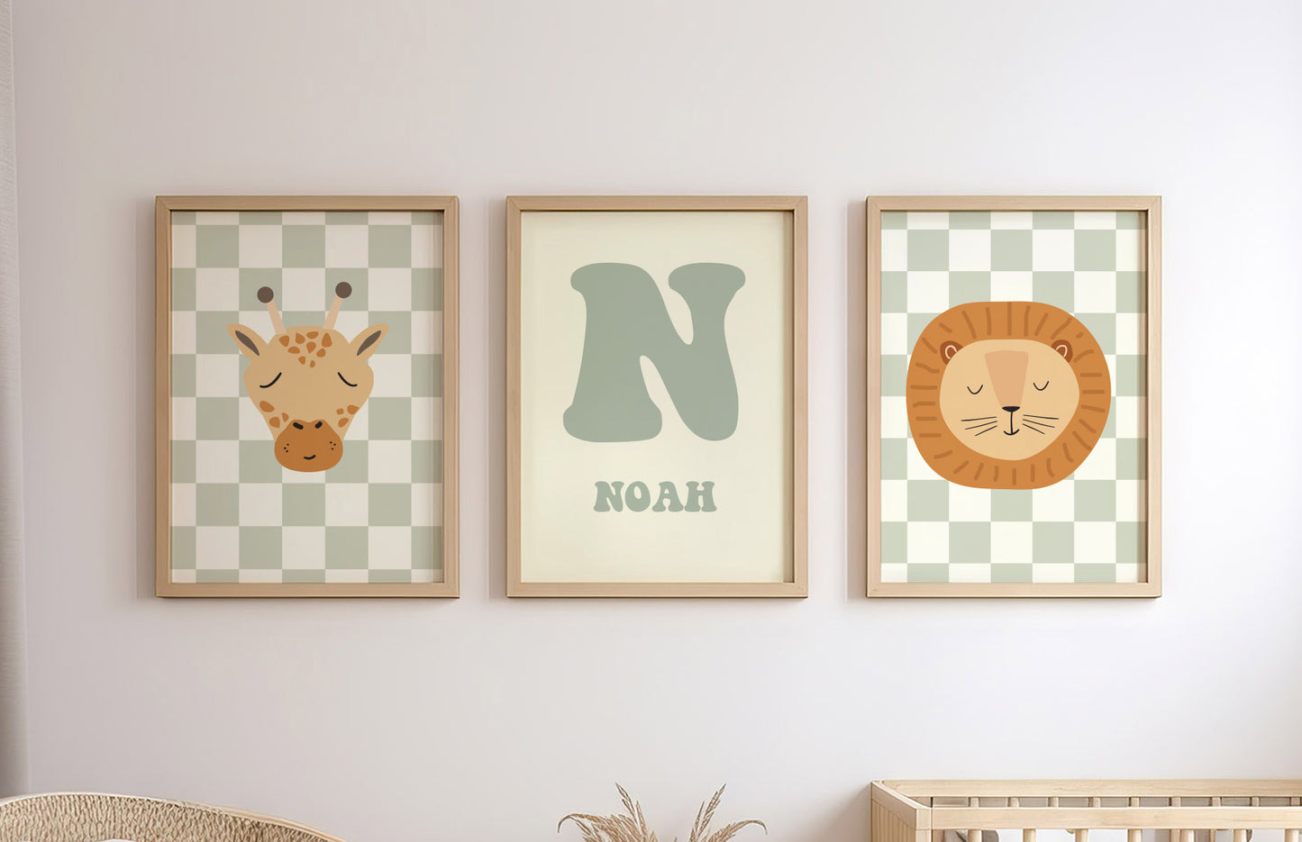 Checkered Lion Print - Green