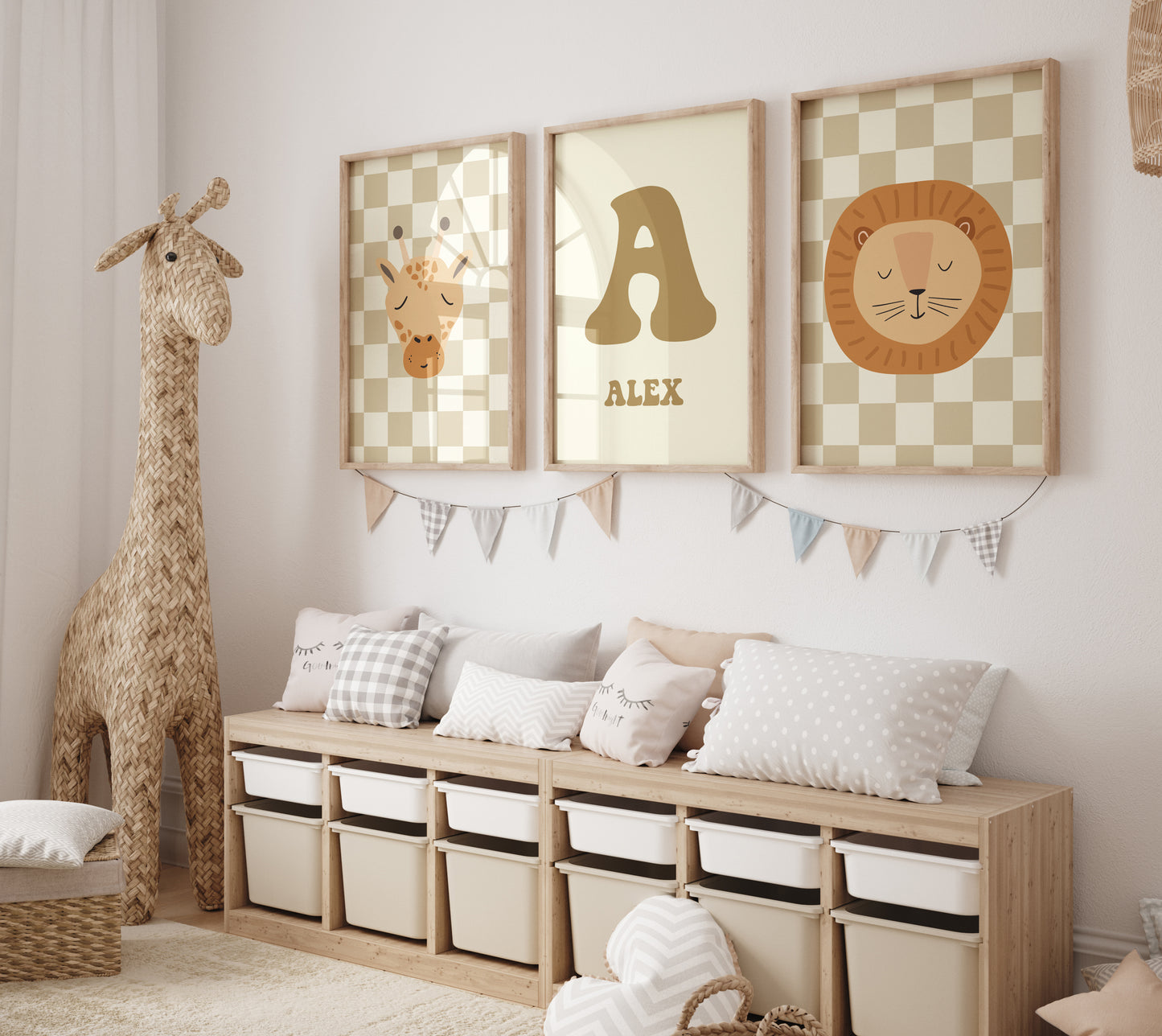 Checkered Lion Print - Topaz