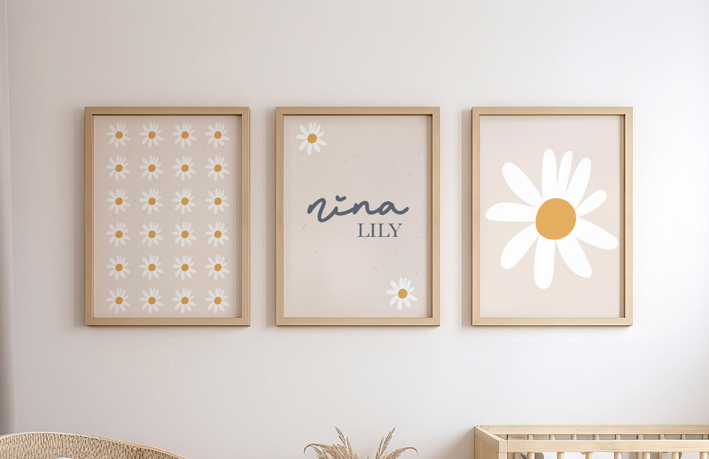 Daisies personalised Name Print - Set of 3