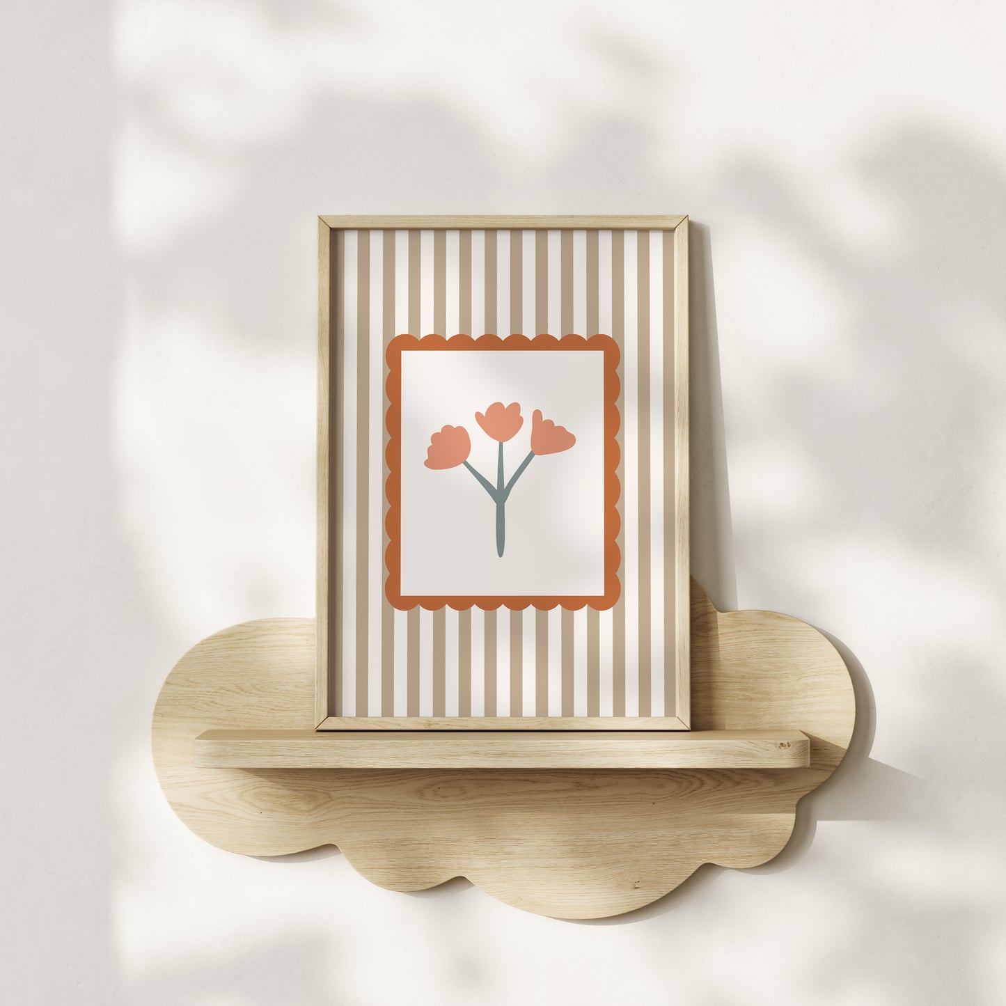 Striped Flower - Beige