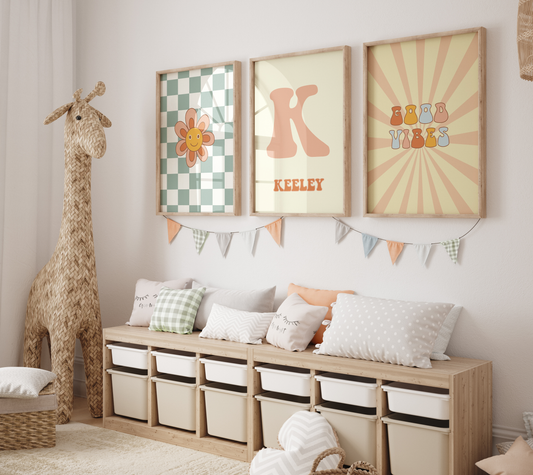 Flower Power Name Print - Set of 3