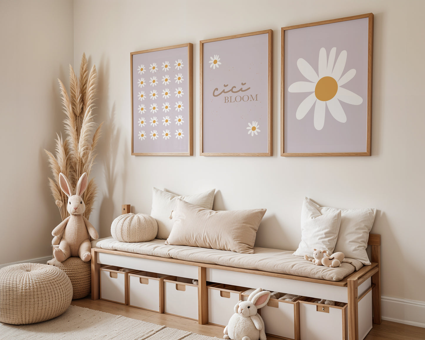 Daisies personalised Name Print - Set of 3