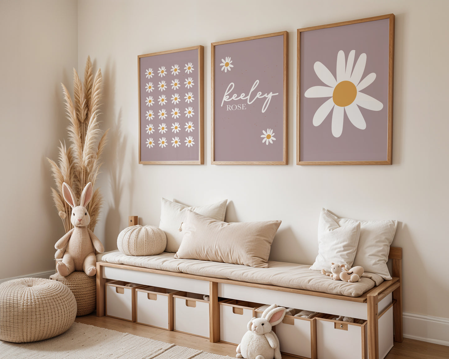 Daisies personalised Name Print - Set of 3