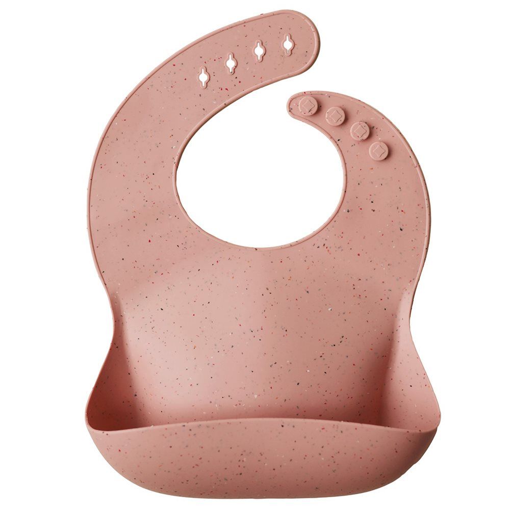 Silicone Baby Bib - Peach Terrazo