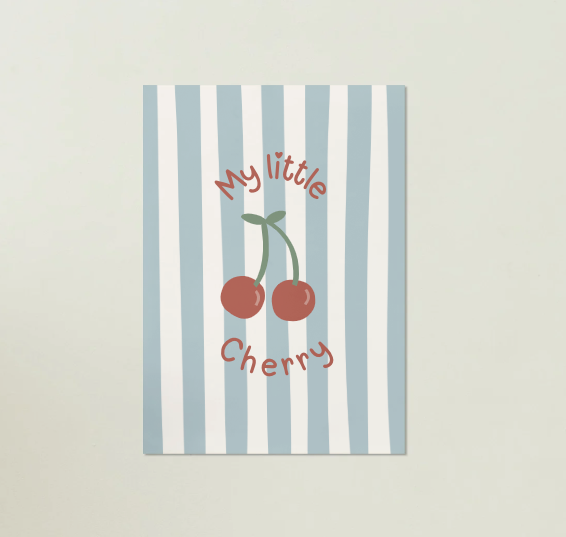 My Little Cherry Print - Blue