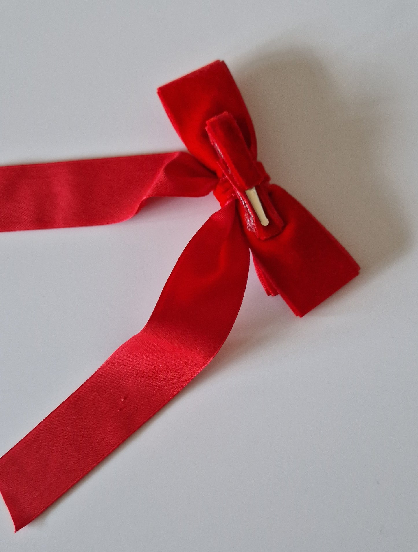 Velvet Ribbon Bow - Berry Red