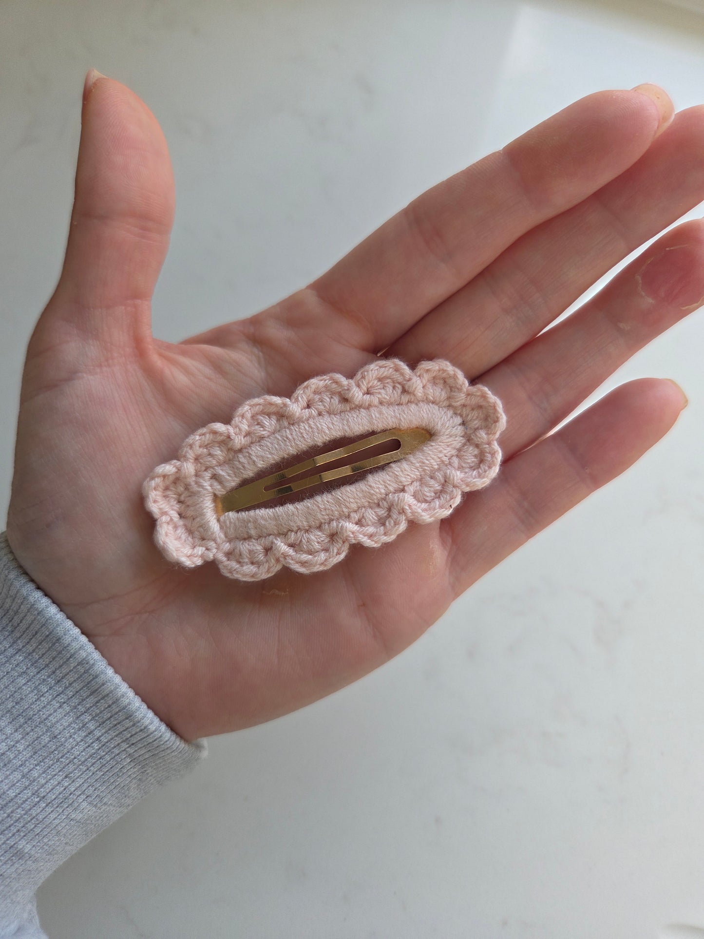 Crochet Hair Clip - Baby Pink