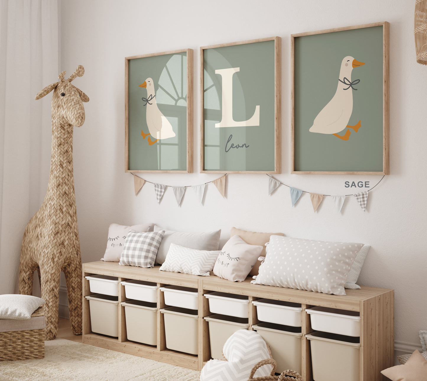 Silly Goose Personalised Name Print - Set of 3
