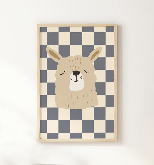 Checkered Alpaca Print