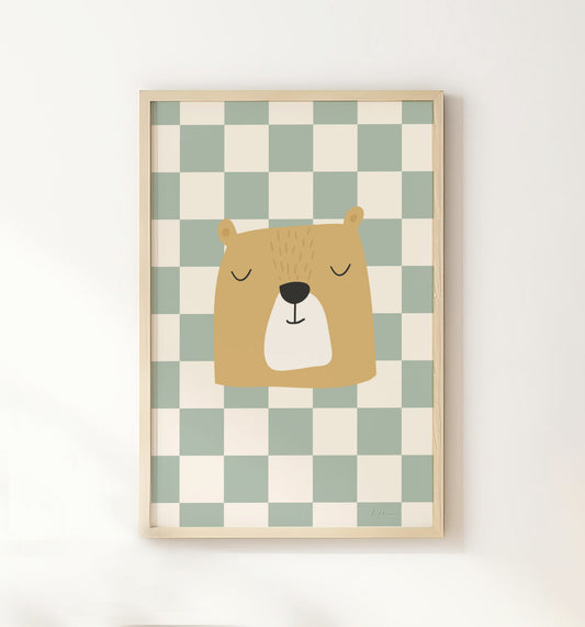 Checkered Bear Print