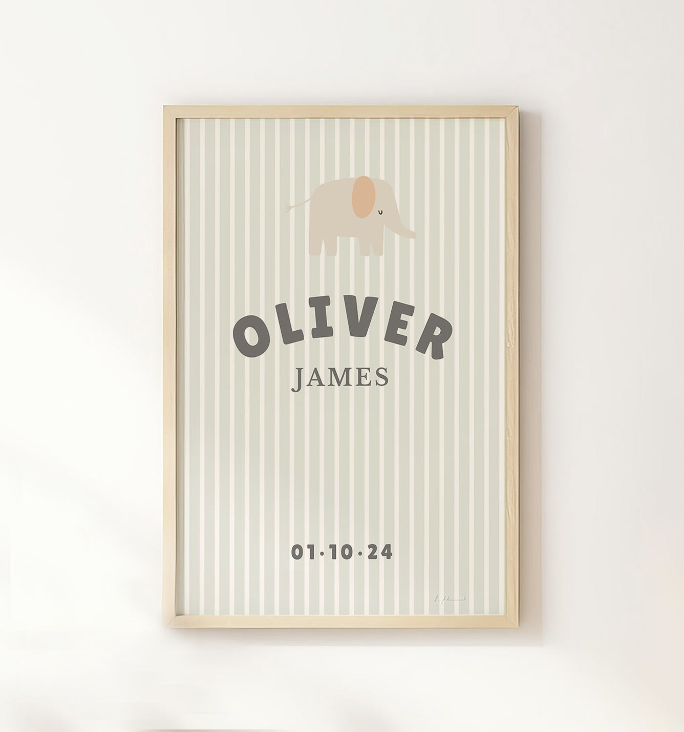 Striped Elephant Personalised Name Print