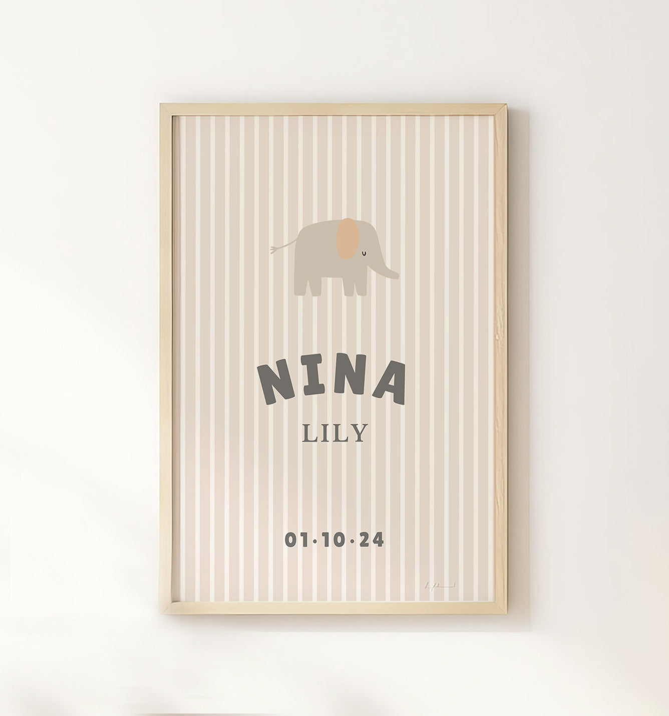Striped Elephant Personalised Name Print