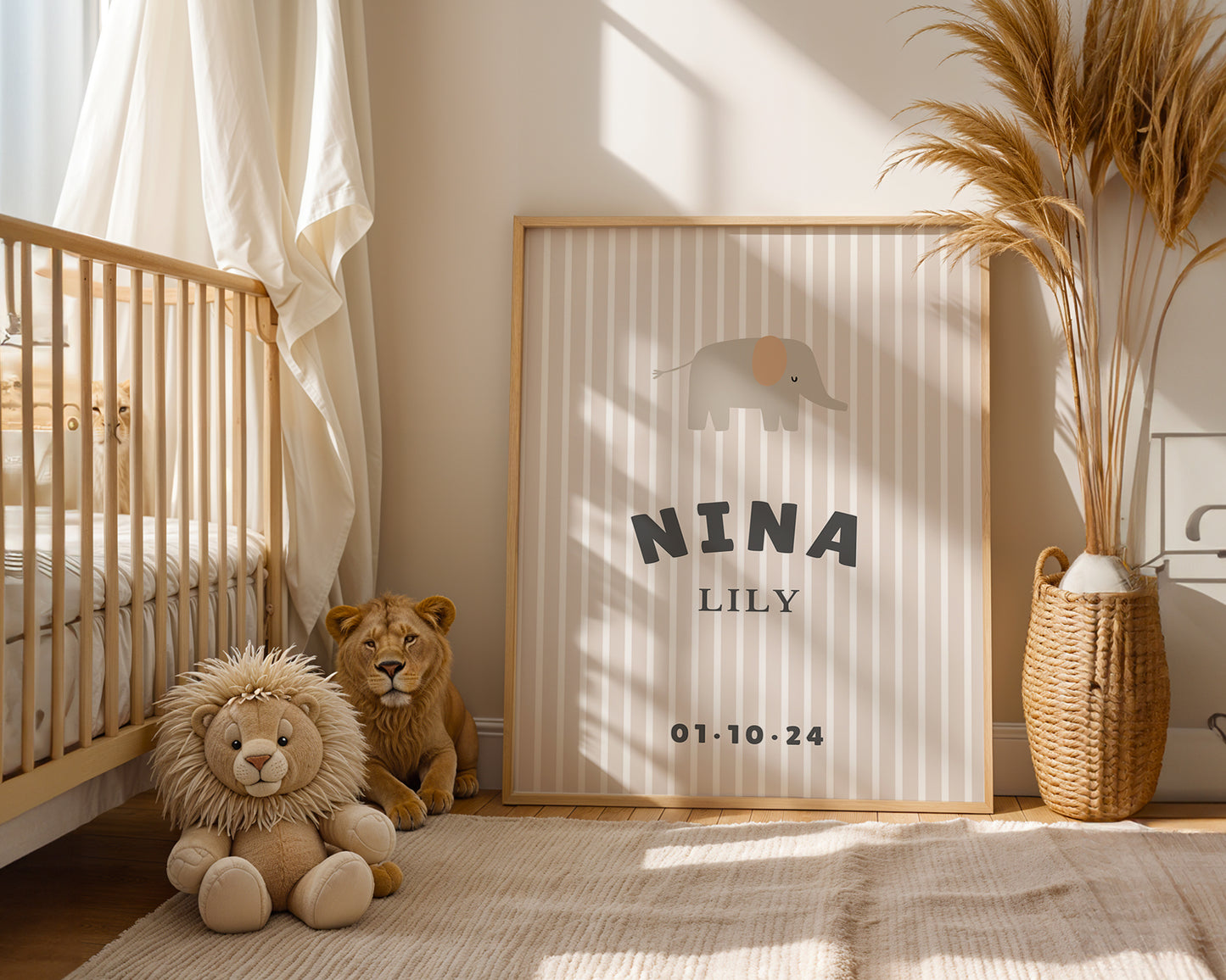 Striped Elephant Personalised Name Print