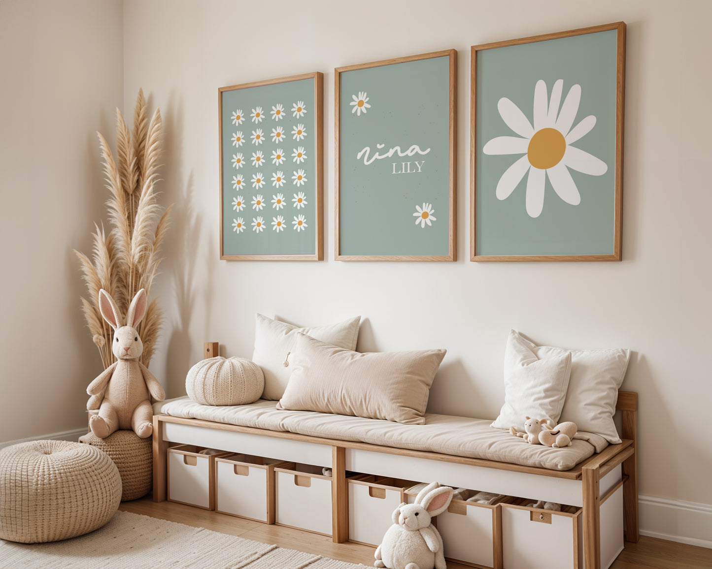 Daisies personalised Name Print - Set of 3