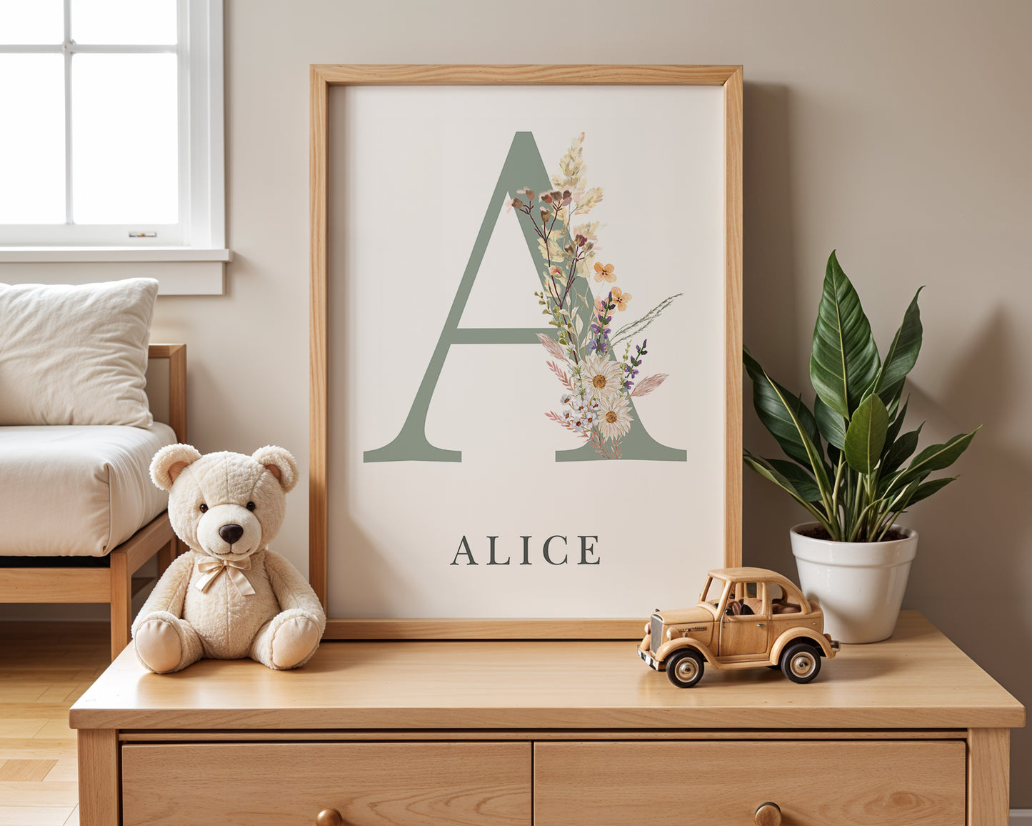 Wildflower personalised Name Print - Set of 3