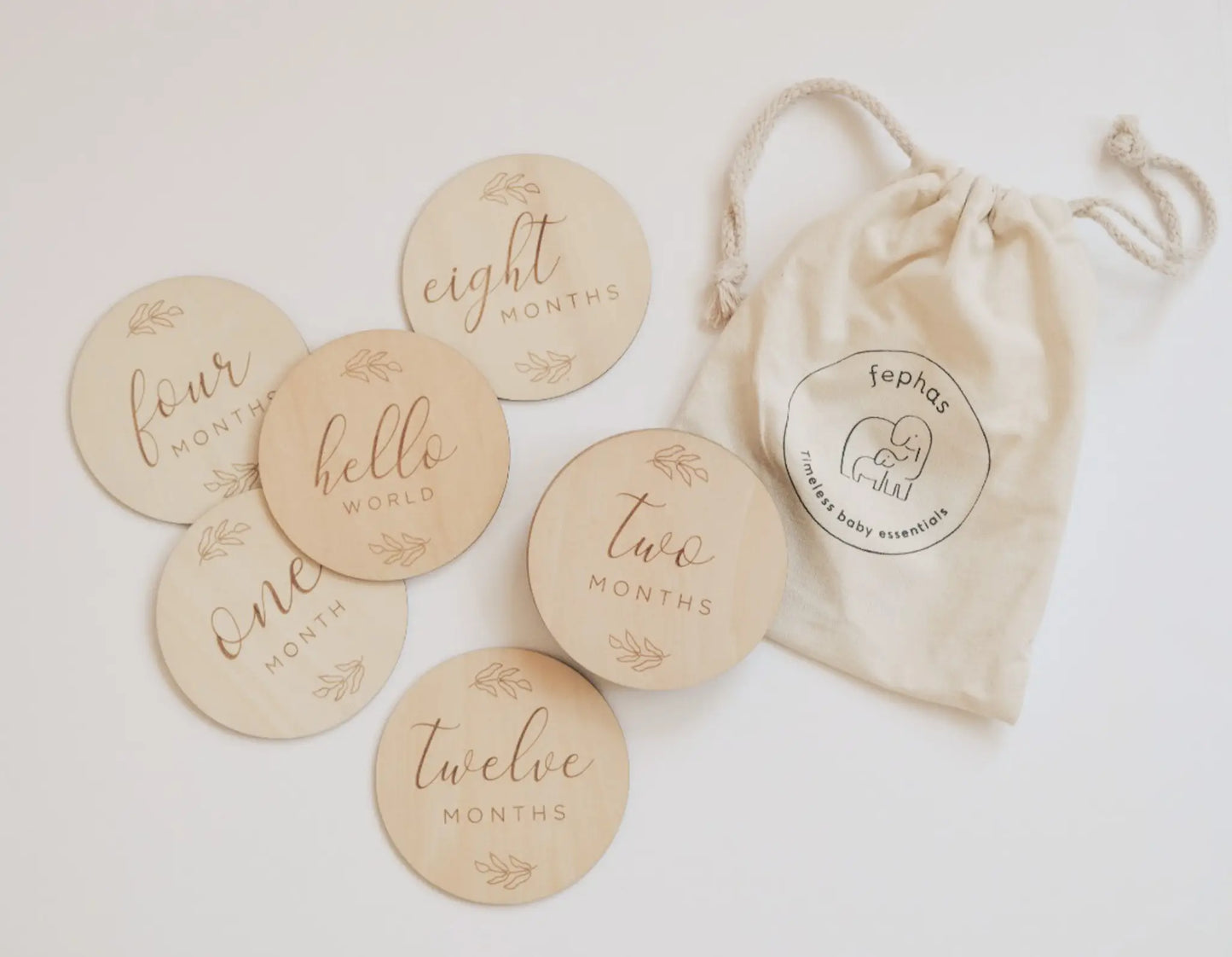 Wooden Milestone Cards - Leaves