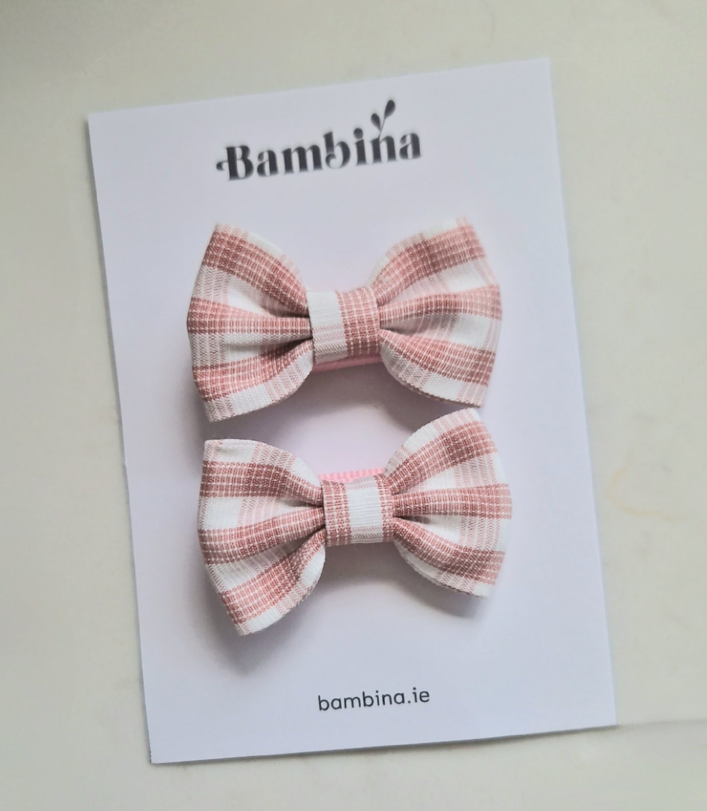 Bow Clip 2 pack - Pink Plaid