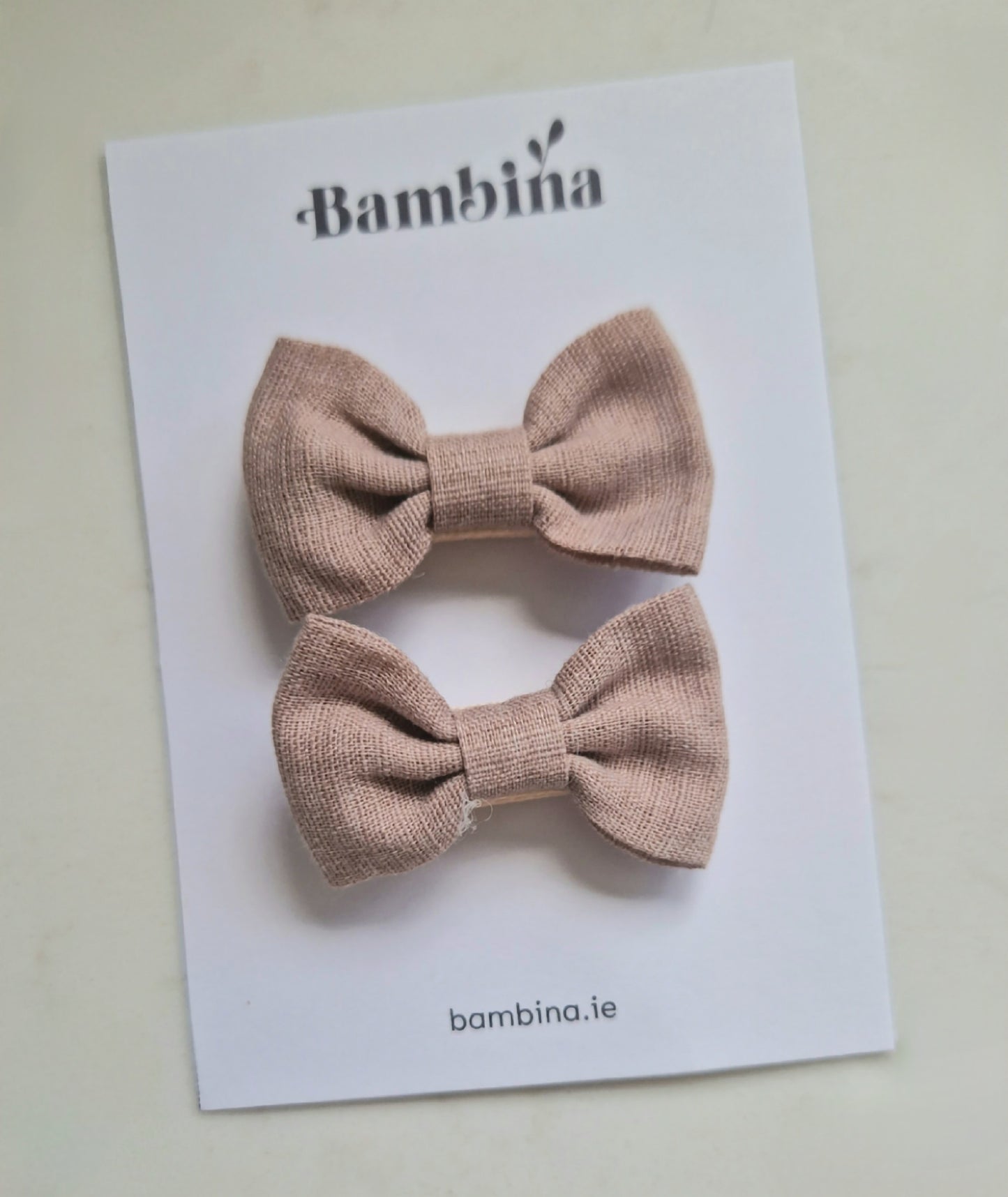 Bow Clip 2 pack - Taupe Linen