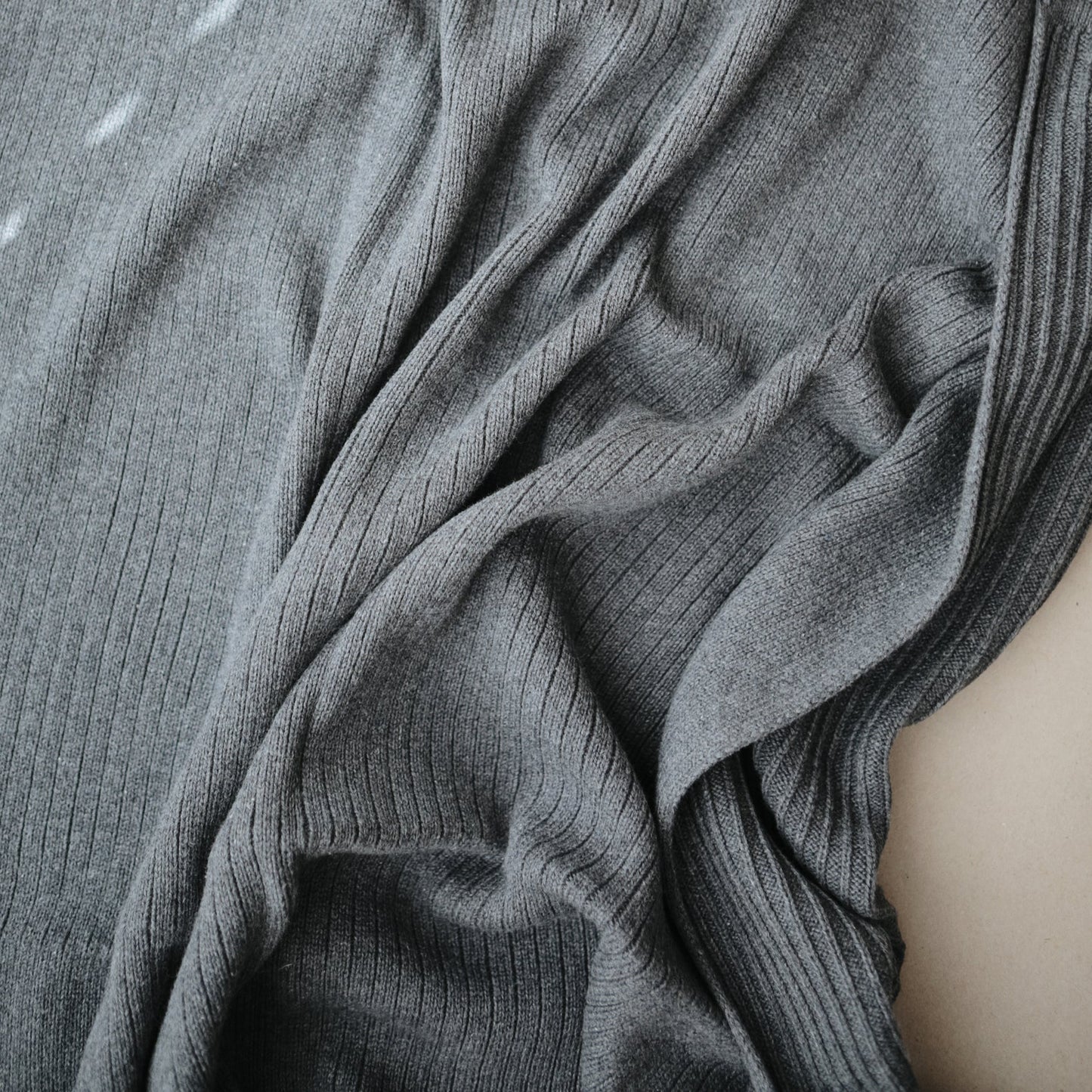 Knitted Ribbed Baby Blanket - Grey Melange
