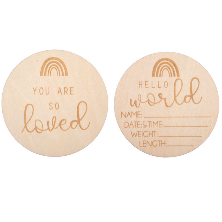 Double Sided Hello World Baby Announcement Plaque