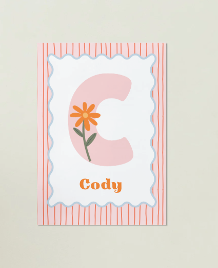 Flower Power Personalised Name Print