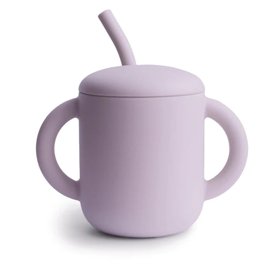 Silicone Training Cup with straw - Soft Lilac