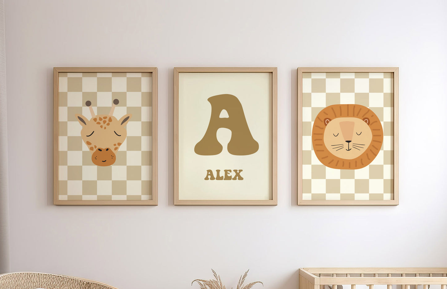 Safari Personalised Name Print - Set of 3
