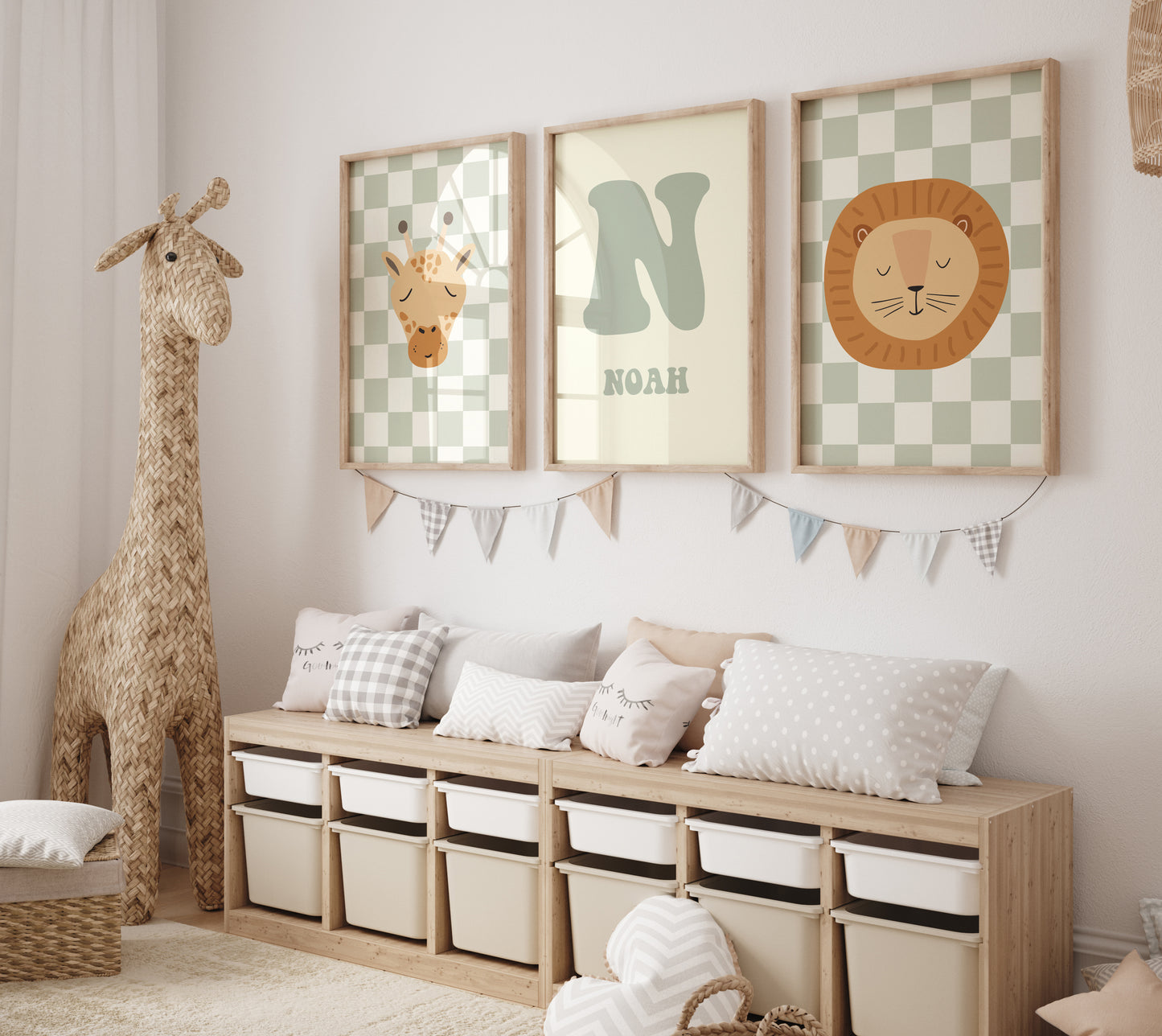 Safari Personalised Name Print - Set of 3