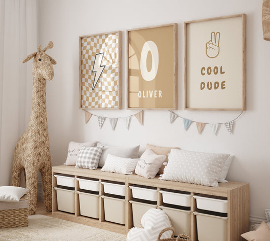 Cool Dude Personalised Name Print - Set of 3
