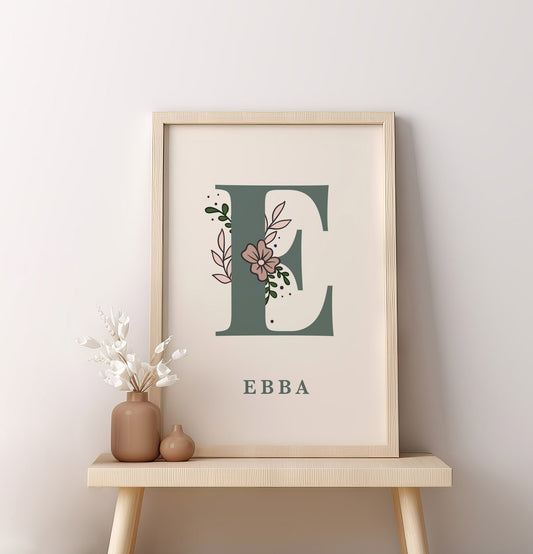 Floral Colour Personalised Name Print