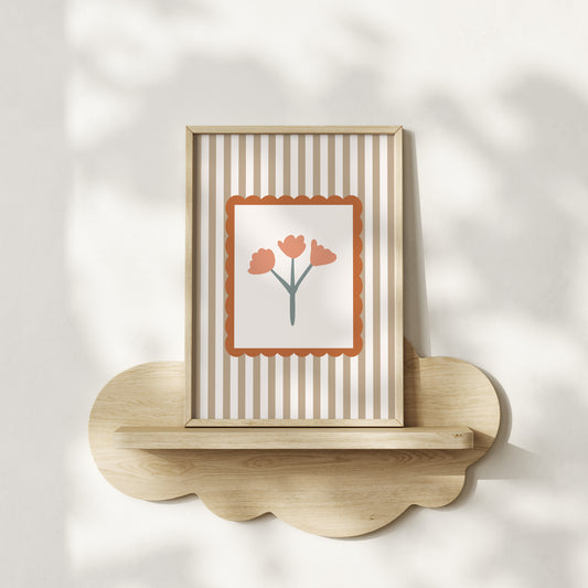 Striped Flower - Beige