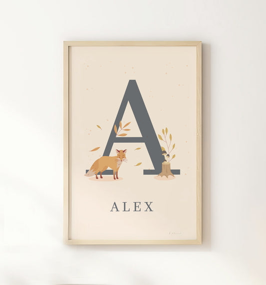 Woodland Fox Personalised Name Print
