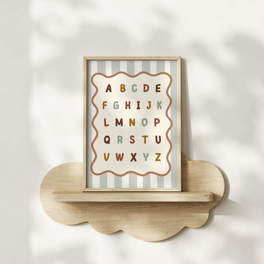 Colourful Alphabet Print - Sage Stripes
