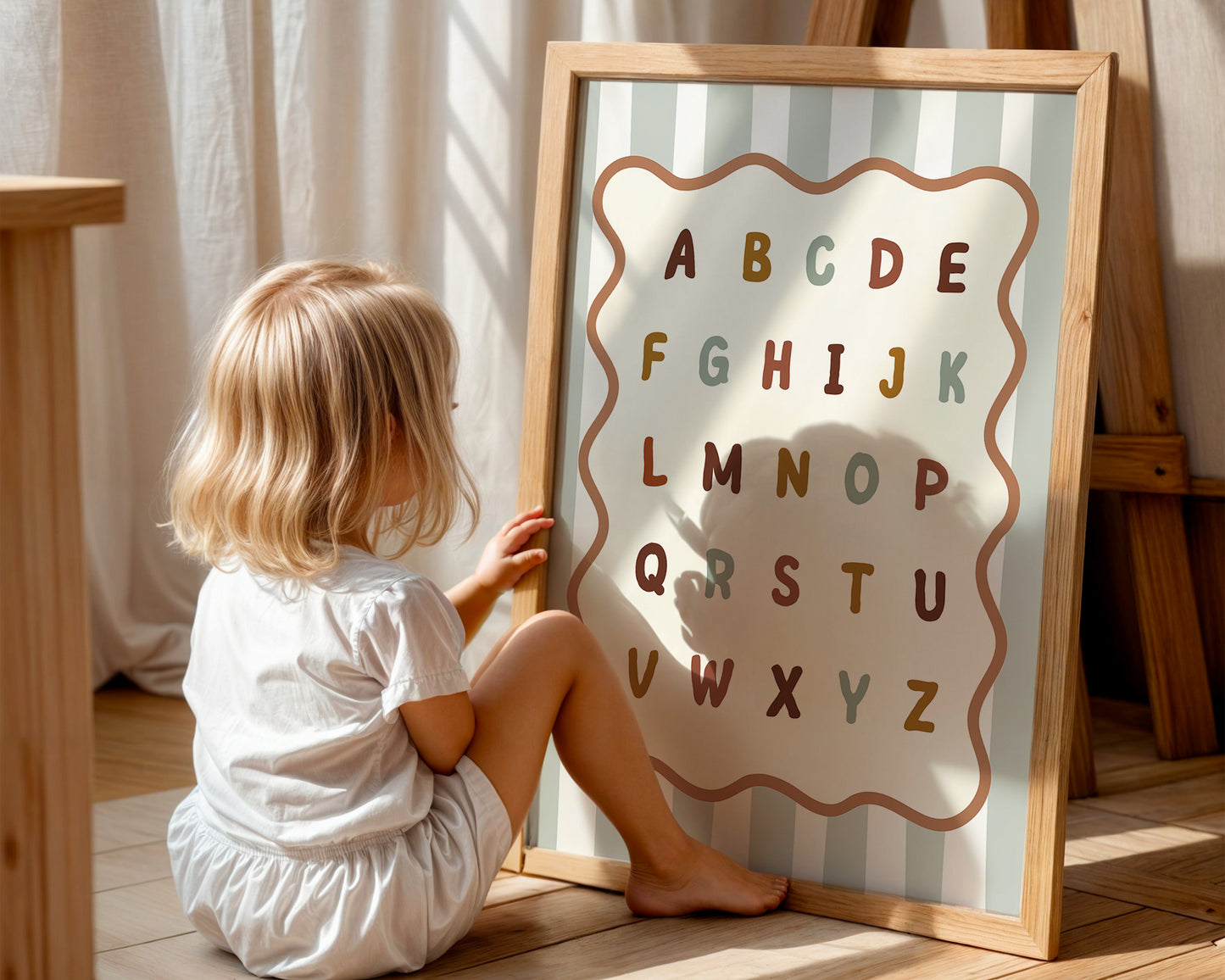 Colourful Alphabet Print - Sage Stripes