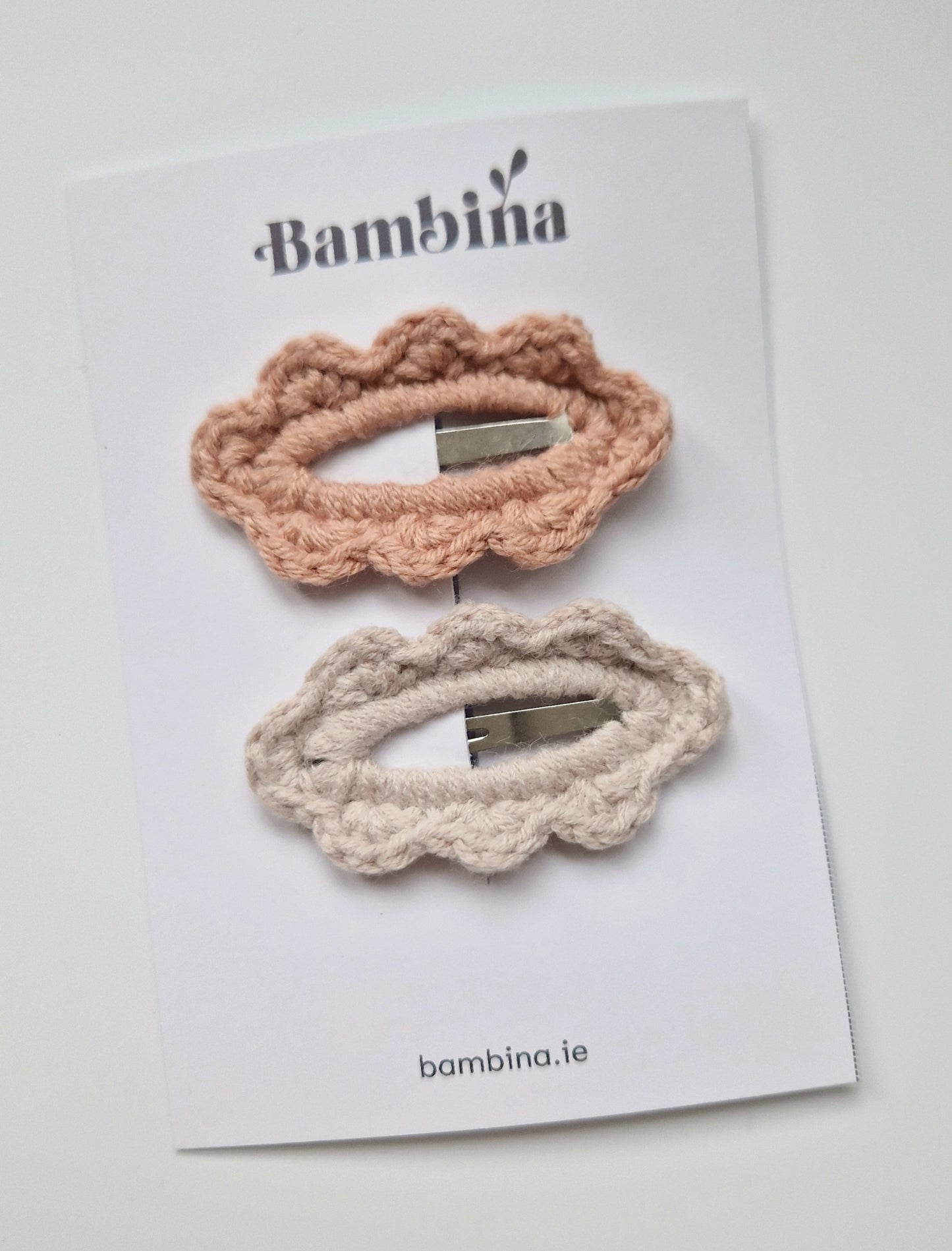 Mini Crochet Hair Clip - 2 Pack Beige/Apricot