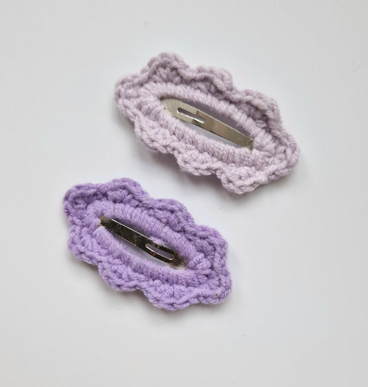 Mini Crochet Hair Clip - 2 Pack Lilac/Violet