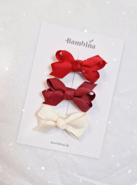 Christmas Dainty Ribbon Hair Bows - 3 pack