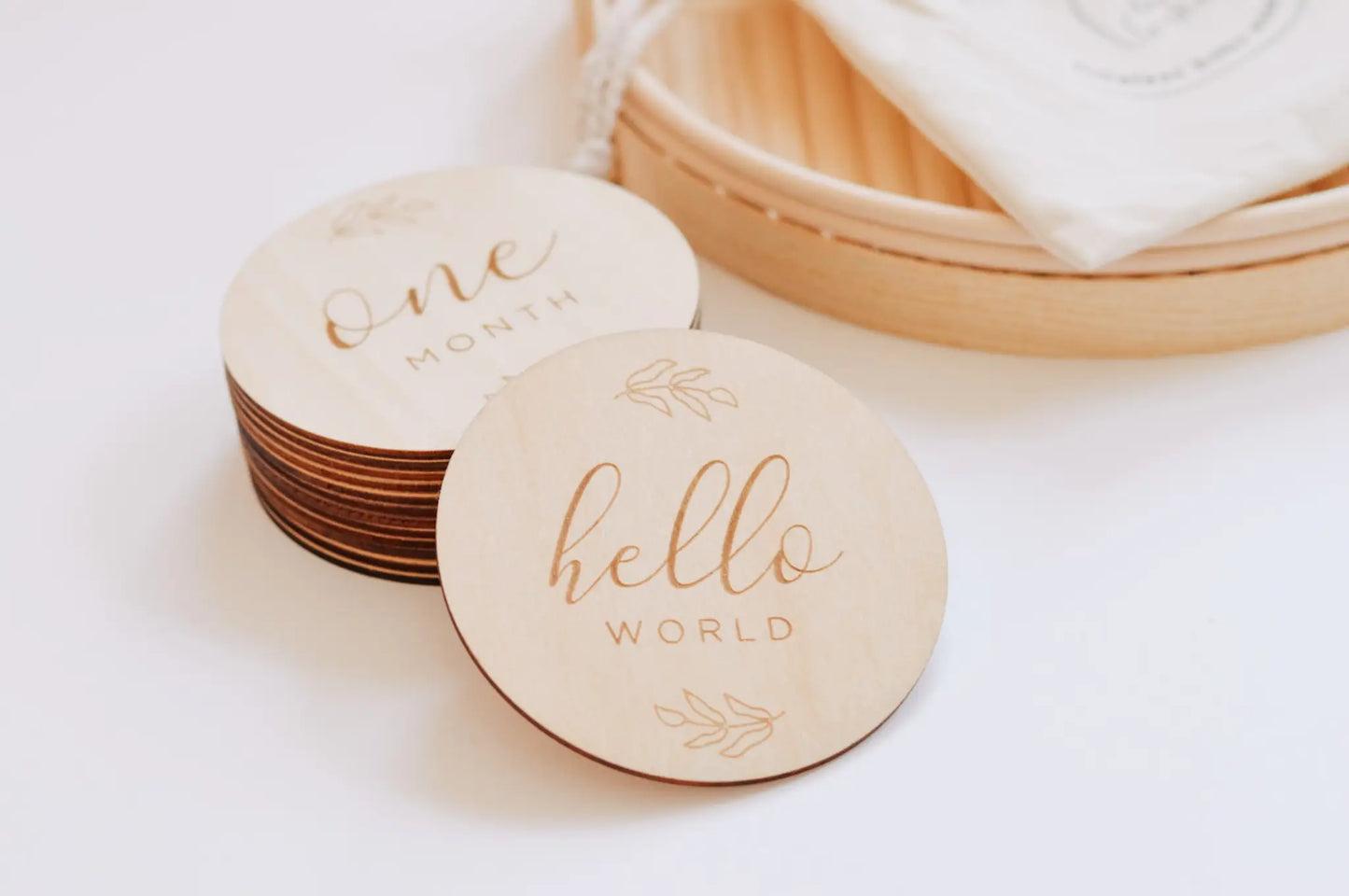 Wooden Milestone Cards - Leaves
